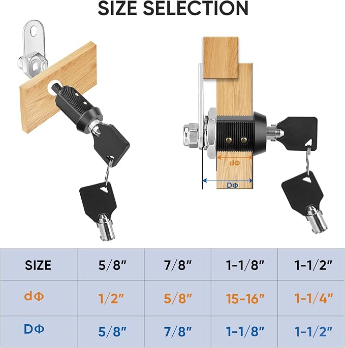 PTEROMY 12 Pack Cabinet Lock with Keys, 5/8'' Heavy Duty Tubular Cam Lock for RV Compartment Storage Locks, Full Set of RV Cam Locks (Black, 5/8'', 12 Pack)