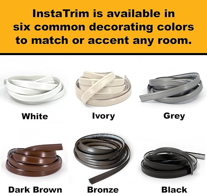 InstaTrim The Original Flexible Trim -10ft Grey 3/4" Wide Caulk Tape - Adhesive Trim with Many Uses Including Caulking for Bathtubs, Sinks, Counters, Tile, Floors - Made in USA