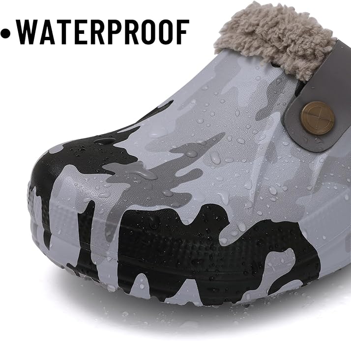 Beslip Classic Fur Lined Clogs Waterproof Winter Fuzzy Slippers for Women Men Indoor and Outdoor