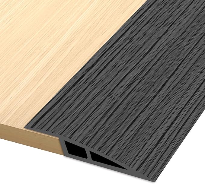 Vinyl Door Threshold Flooring Transition Strip Self Adhesive Carpet Edging Strip for Laminate Doorway Edge Threshold from 3/5" to 4/5" (Dark Gray Wood Grain, 3.3 Ft)