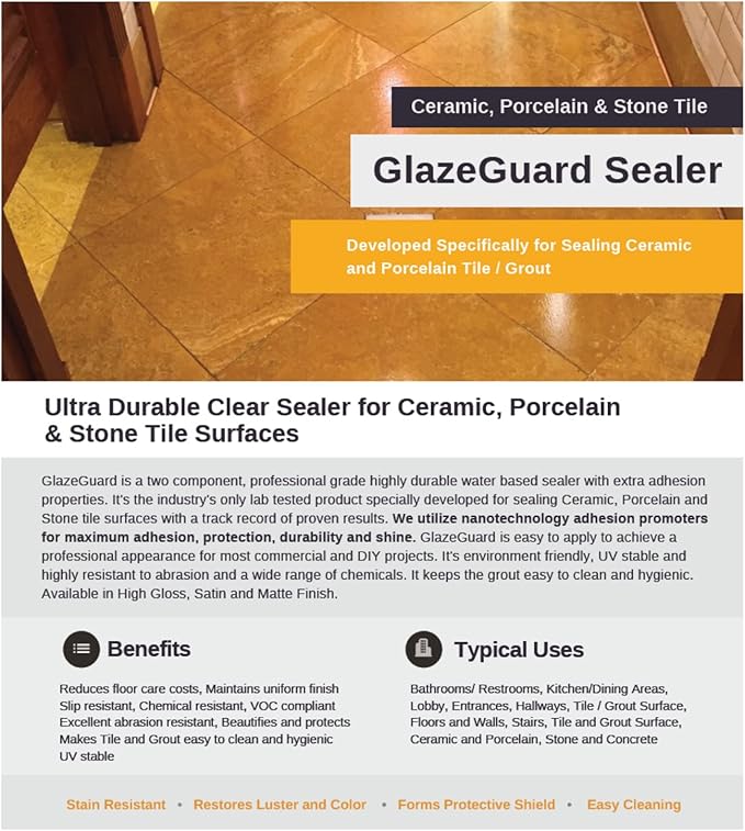 CoverTec GlazeGuard Matte (Sample) Ceramic & Porcelain Tile, Grout Sealer Flat Finish (3 oz Sample Kit)