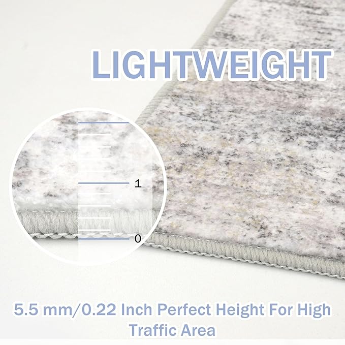 IOHOUZE Abstract Runner Rug 3x16 Ft Washable Runners for Hallways, Non Slip Kitchen Runner Printed Faux Wool Entryway Runner Indoor, Modern Abstract Floor Carpet for Hall Stair, Grey Beige