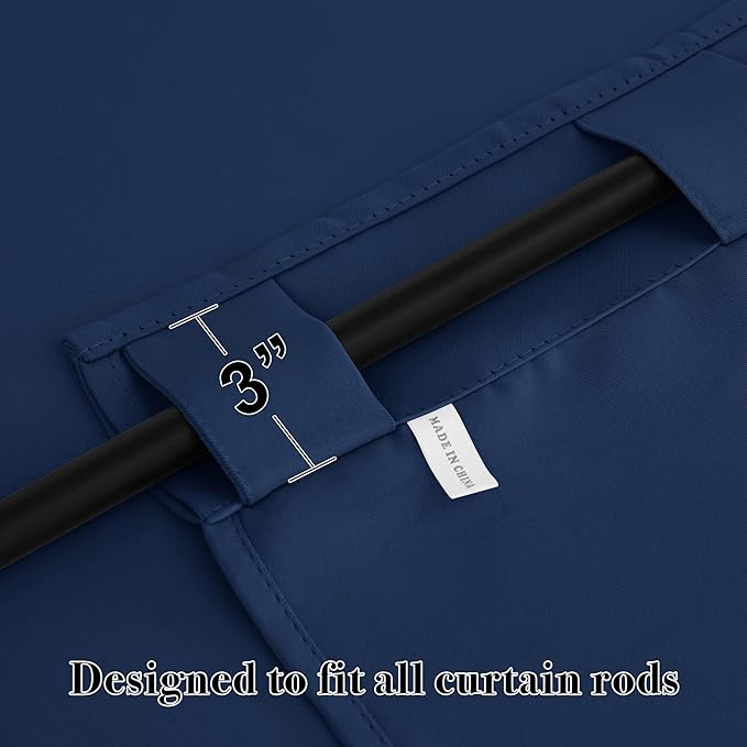 RYB HOME Blackout Curtains for Living Room, Back Tab & Rod Pocket Top Insulating Window Decor for Bedroom Dining Sliding Glass Door Home Office, W 62 x L 84, Navy, 2 Panels