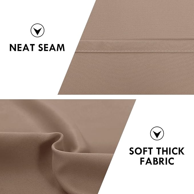 DWCN Blackout Curtains Room Darkening Thermal Insulated Bedroom Curtains Window Curtain Panels, 38 x 84 inches Long, Set of 2 Khaki Rod Pocket Drapes