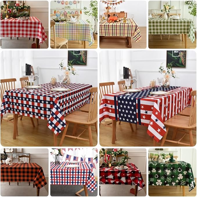 Waterproof Checkered Tablecloth Fabric - Rectangle 58x84 Inch Classic Gingham Buffalo Plaid Table Cloth for Indoor/Outdoor Use - Washable Table Cover for Kitchen, BBQs, and Parties