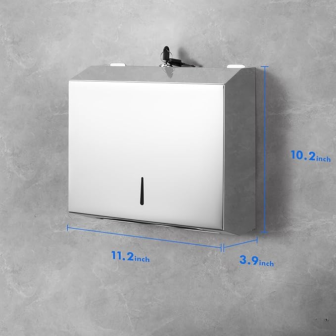 Paper Towel Dispenser Wall Mount Commercial, C Fold Multifold Hand Paper Towel Dispenser, Stainless Steel Tissue Holder(Chrome)