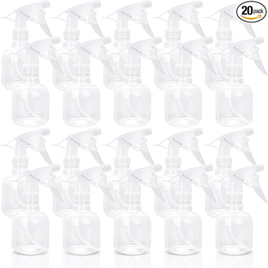 20 Pcs Empty Plastic Spray Bottle 8 OZ Reusable Clear Liquid Container with Trigger Sprayers for Water Perfume Cleaning Fluid Plants Kitchen Toilet Pet (Color Set 2)