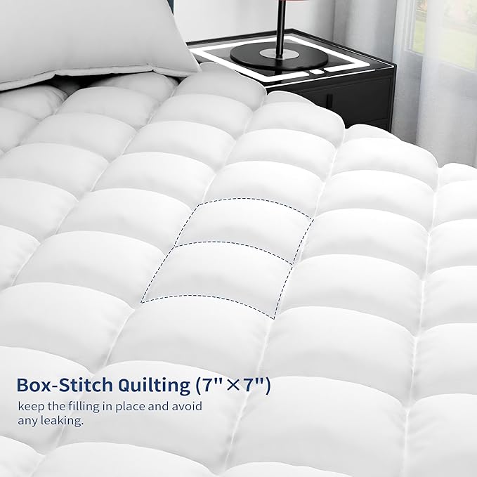 Sunflower Twin XL Mattress Pad, Hypoallergenic Cotton Mattress Cover College Dorm, 18-22" Extra Deep Pocket Quilted Protector, Breathable&Noiseless