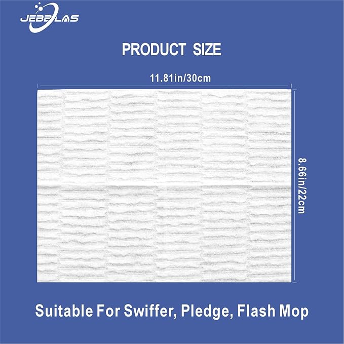JEBBLAS Disposable Mop Cloth Dry Sweeping Pad for Flat Mop Sweeping Cloths Multi Surface Refills, 60 Pcs/Pack