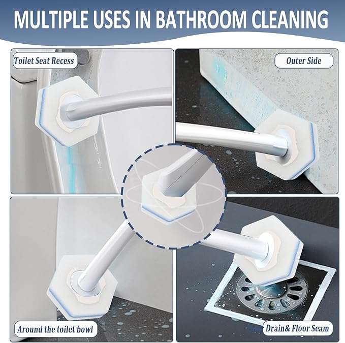 Disposable Toilet Bowl Wand Refills, Wand Replacement Head for Bathroom Deep Cleaning, Disposable Toilet Cleaner Refill Pads Compatible with Most Toilet Brushes(50 Packs)