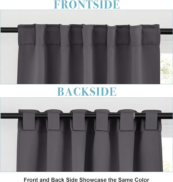 RYB HOME Grey Blackout Curtains - Thermal Insulated Window Drapes for Bedroom Kitchen Dining, Sunlight Block Blinds for Nursery Kid's Room, 42 Width by 54 Length, Gray, 2 Panels