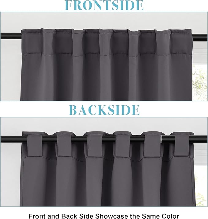 RYB HOME Small Window Curtains - Blackout Insualting Privacy Curtains for Kids Bedroom Kitchen Bathroom Basement Cafe Cabinet Tiers Drapes, 34 Width x 24 Length, 2 Panels, Grey