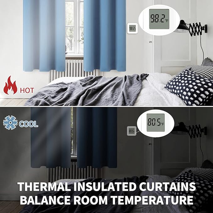 BGment Denim Blue Curtains 84 Inches Length for Living Room - Pocket Thermal Insulated Room Darkening Drapes for Bedroom Kids Nursery Dining, 42 x 84 Inch, 2 Panels