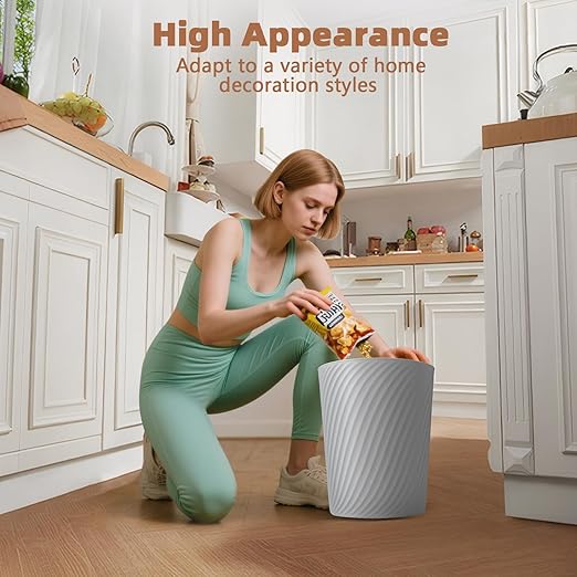 Small Trash Can 1.8 Gallons, Bathroom Trash Can & Garbage Can with 6 Trash Bags, Bedroom Trash Bin & Waste Basket for Office, Bedroom, Living Room, Kitchen, Compact Space (6-White)