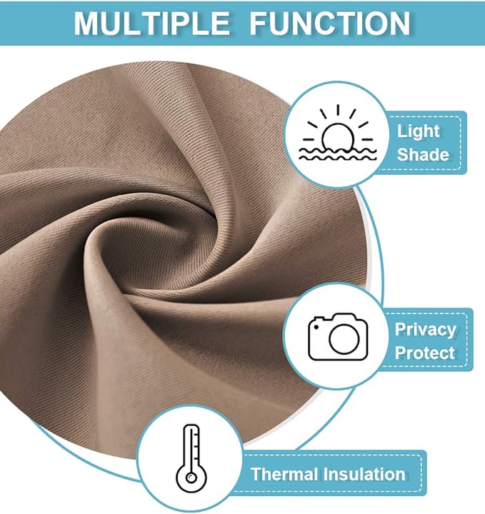 RYB HOME Long Curtains Light Blocking Drapes Window Treatment Panels Room Darkening Shades Blinds Sunlight UV Protection for Coffee Bar Livingroom, Wide 42 inch x Long 72 inch, Mocha, 2 Pcs