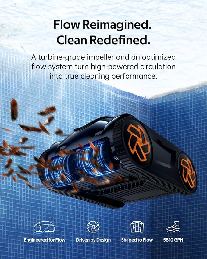 (2025 Upgrade) iGarden Pool Cleaner K80, 8H Runtime, Robotic Cordless Pool Vacuum, Smart Navigation, Touchscreen, 200% Turbo Suction, 4L Debris Basket, Self-Parking, for Above & In-Ground Pools