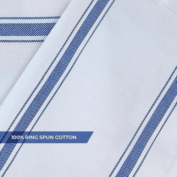 Dish Towels Set (Value Pack of 45) Size 15x25 Inch, 100% Cotton Soft & Absorbent Linen Kitchen Towels, Tea Towels, Reusable Cleaning Cloths for Household Cleaning (Blue)