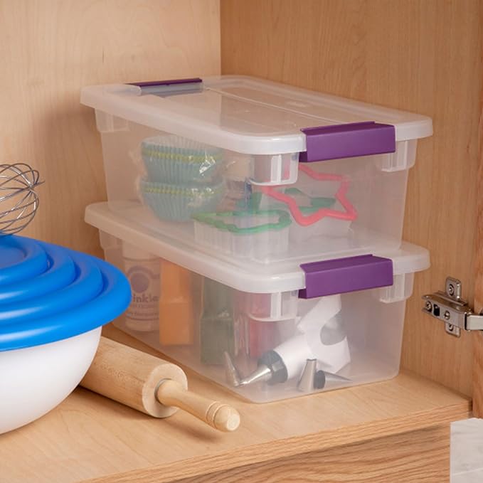 Sterilite 24-Pack 6 Quart ClearView Latch Box, Stackable Organizer Bins with Latching Lids - Clear Plastic Organization Containers for Closet, Bedroom, Shelving Units and Everyday Home Storage