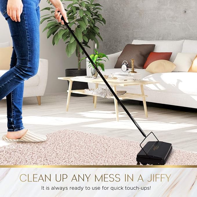 STANLEY HOME PRODUCTS Electrostatic Carpet & Floor Sweeper - Heavy Duty Lightweight Floor Cleaner - Suitable for Smooth Floors and Low Pile Rugs & Carpeting No Electricity Needed (Brown)