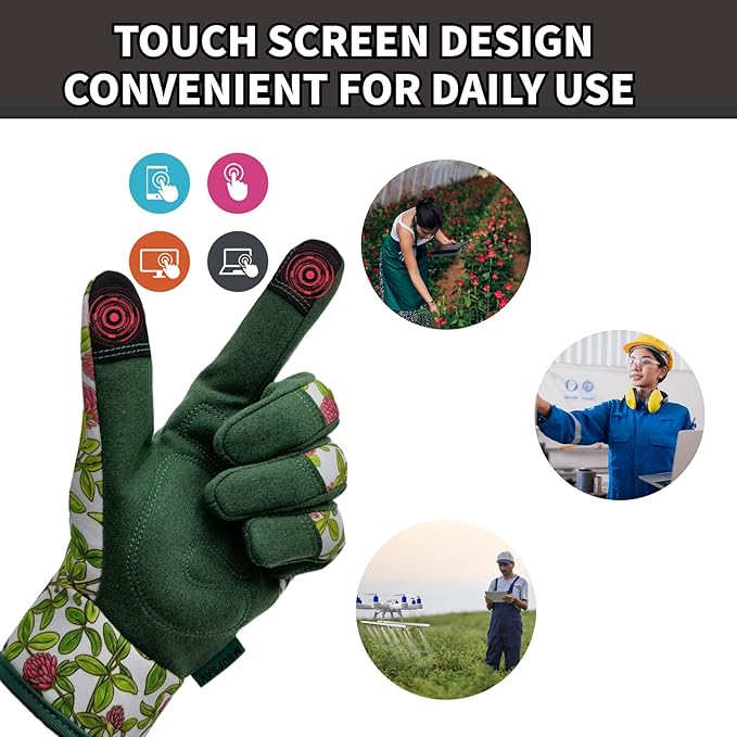 Thorn Proof&Puncture Resistant Gardening Gloves with Grip,Garden Gloves for Women, Leather Work Gloves,Gifts