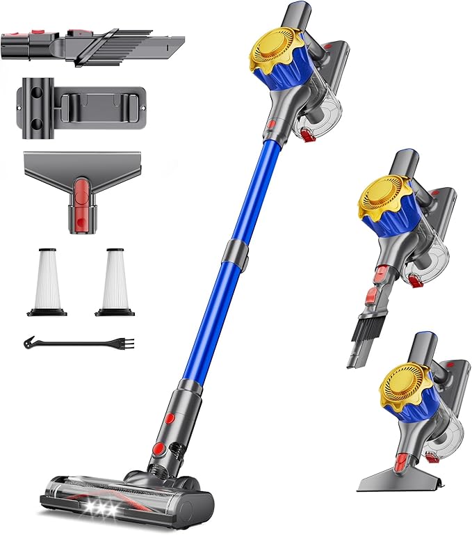Cordless Vacuum Cleaner, 450W 40Kpa Powerful Stick Vacuum, Up to 50Mins Rechargeable Battery, Vacuum Cleaners for Home Anti-Tangled Lightweight Handheld for Hardwood Floor, Carpets, Pet Hair