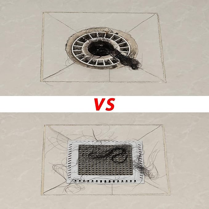 Shower Drain Hair Catcher/Drain Strainer/Shower Drain Cover for Bathroom Floor Drain, Stainless Steel and Silicone (6 inch, Black)