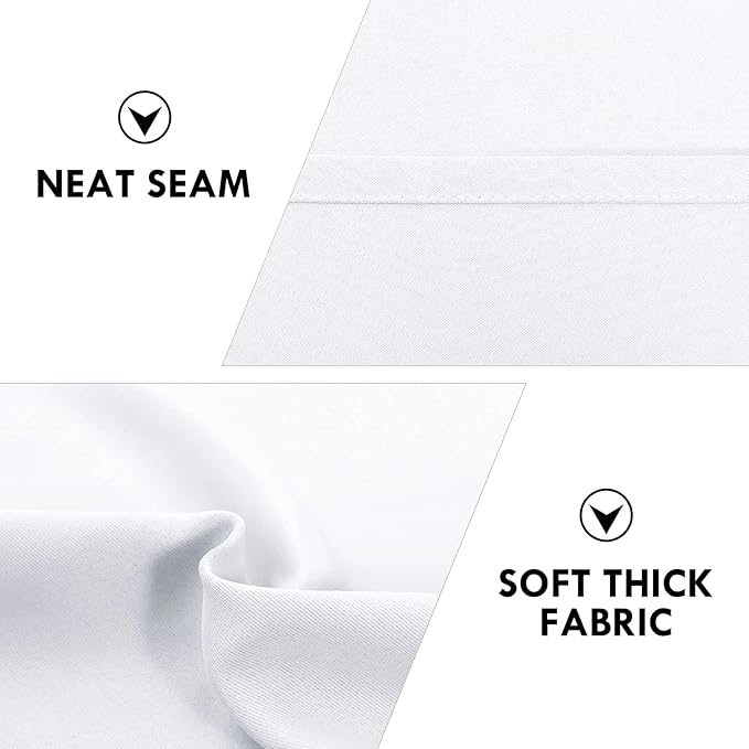 DWCN White Curtains for Living Room Thermal Insulated, Energy Saving & Noise Reducing Bedroom Curtains, White, W 70x L 63 Inch, Set of 2 Rod Pocket Curtain Panels