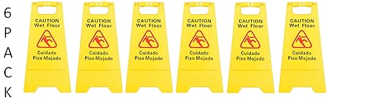 6 Pack Restaurant Caution Wet Mop Bucket Floor Yellow Folding Sign Commercial