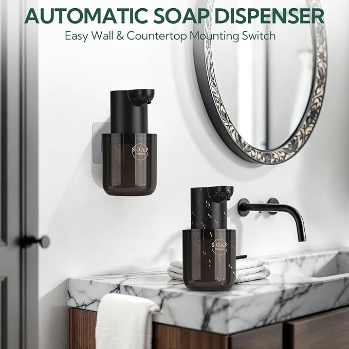 2 Pack Automatic Soap Dispenser, Touchless Automatic Liquid Soap Dispenser, Electric Wall Mounted Dispenser, 13.5oz/380ML USB Rechargeable with 4-Level Adjustment for Bathroom, Kitchen & Office