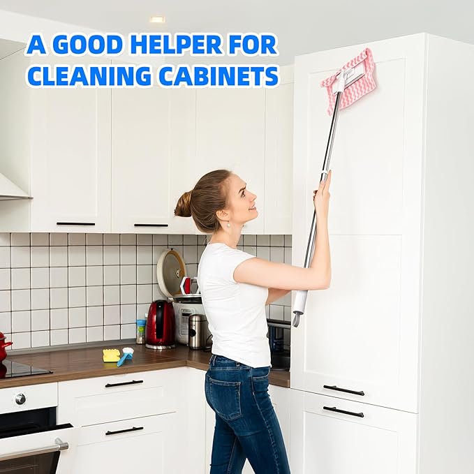 Mini Sweeper Mop No-Touch Dirty Cleaning Flat Dust Mop for Dry Wet Disposable Pads, Multi Surface Mop Floor Mopping and Sweeping Cleaning Head for House Wall Bathroom Toilet Corners Door Window