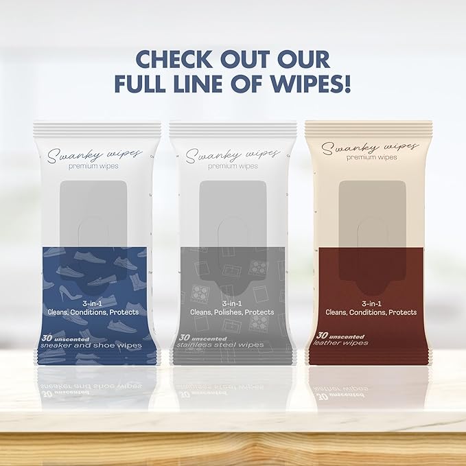 Swanky Leather Wipes - Leather Cleaner and Conditioner for Purses, Shoes, Furniture Polish & Car Seats, Prevents Fading & Cracking, Restores Softness & Shine - Soft Wipes, 300 Count