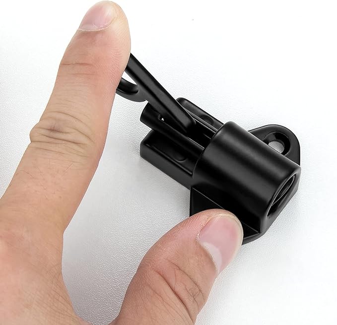 6 Packs Self-Closing Latches，Black Spring Door Lock，Resilient Bolt Latch Aluminum Alloy Safety Automatic Spring Barrel Slide Door Lock with Screws,Used for Gate,Window and Cabinet etc