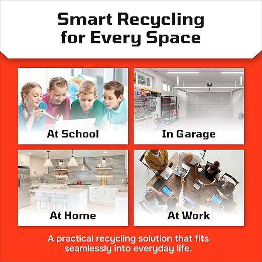 6 Gallon Stackable Recycling Bins for Homes, Garages, Offices Made of 100% Recycled Plastic - (Yellow, 12 Pack)