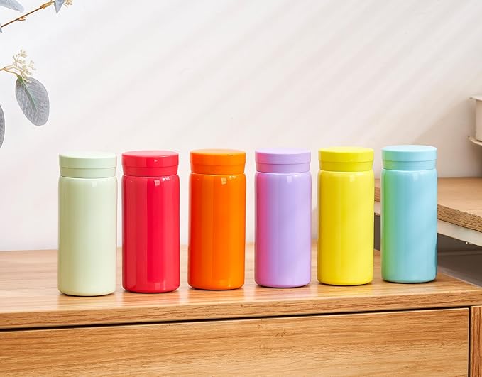 10oz Mini Water Bottle Stainless Steel Thermos Small Flask - Insulated Vacuum, Leak Proof, Keeps Drinks Hot/Cold - Ideal for Coffee, Tea, Water - Yellow