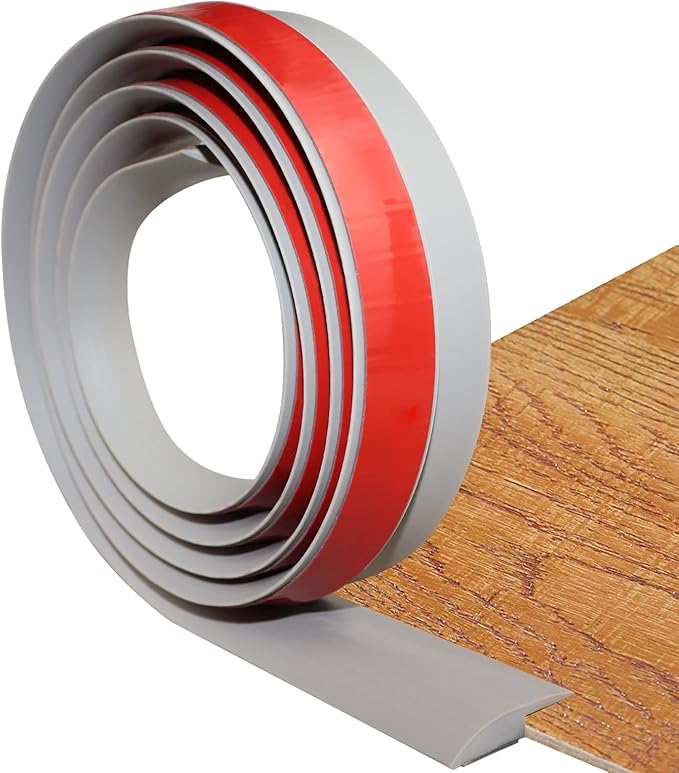 Floor Transition Strip Self Adhesive Carpet & Flooring Transitions Edging Trim Strip PVC Threshold Transitions Suitable for Threshold Height Less Than 3mm (10Ft, Gray)