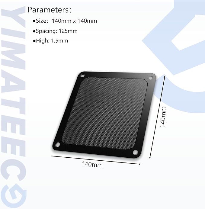 Dust Filter PC 140mm for Computer Cooler Fan/PSU/Routers PVC 50 Mesh, Magnetic Frame PC Fan Dust Mesh PC Cooler Filter Dustproof Computer Fan Grills (PVC, 140 * 140mm, 2pcs, Black)