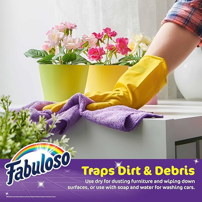 Fabuloso Microfiber Cleaning Cloths, Rainbow - Lint-Free, Scratch-Free Cleaning Cloths for Surfaces and Wood Furniture - Dustless Cloth for Bold and Bright Cleaning Experience, 8 Count - 2 Pack