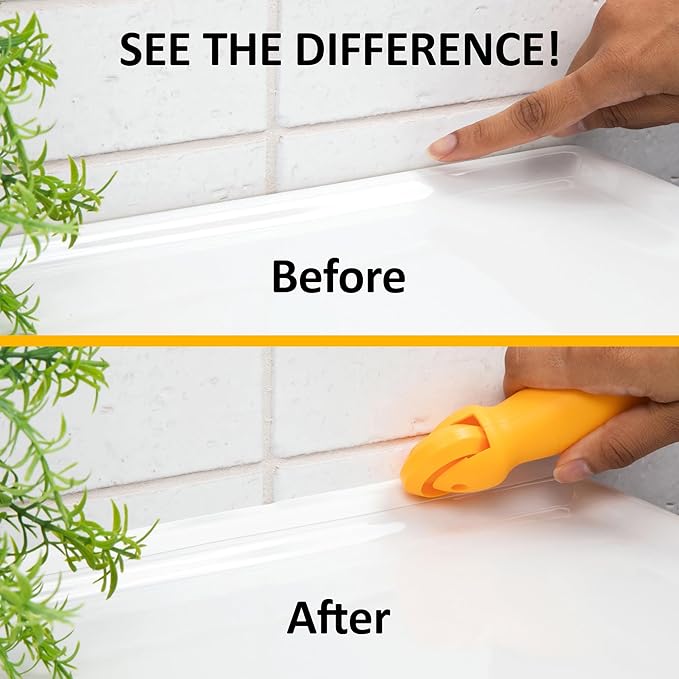 InstaTrim New & Improved Self-Adhesive Caulk Trim, 1/2" x 10', 2-Pack, Flexible, Waterproof, Stain Resistant for Bathroom, Floors, Walls, DIY Project, White