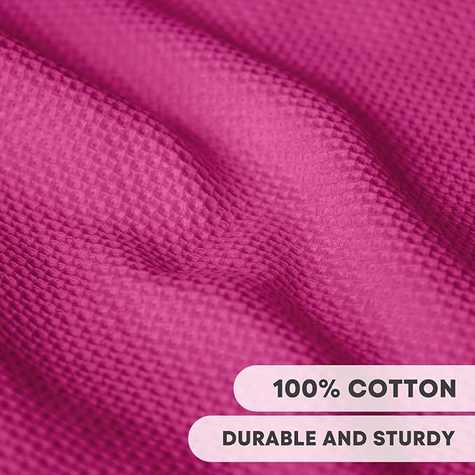Artoid Mode 100% Cotton Rose Red Waffle Weave Kitchen Dish Cloths, 13x28 Inch Ultra Soft Absorbent Quick Drying Kitchen Dish Towels Set of 4