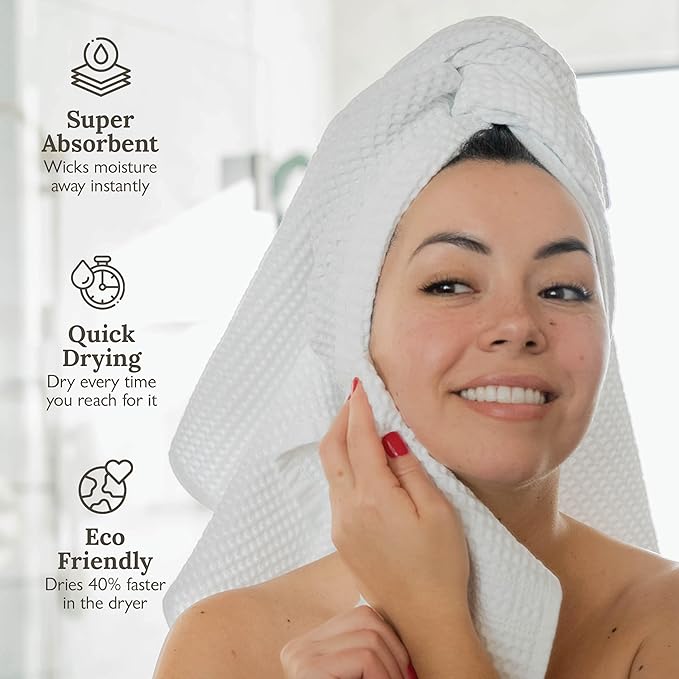 GILDEN TREE Waffle Towels for Bathroom, 100% Cotton Quick Dry Towel, Waffle Bath Towels Large, Absorbent Lightweight Travel Towel, Bath Towels Set of 2, Classic Style (Stone)