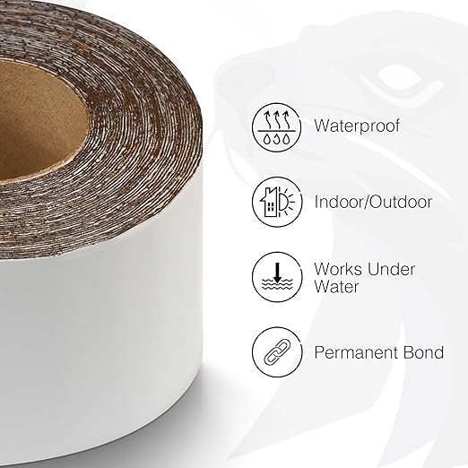 White RV Roof Sealant Tape, 4" x 50' Waterproof Repair Seal Tape – Extra Thick, UV-Resistant, Weatherproof Patch for Permanent Leak Sealing on RVs, Trailers, and Mobile Homes