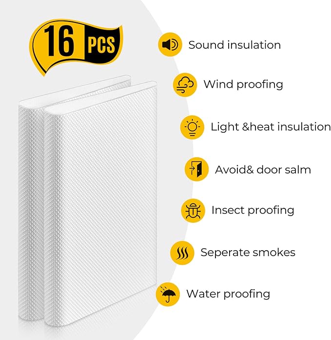 Zonon 32 Pieces Door Corner Seal Weatherstripping Exterior Door Frame Seal Draft Stopper Adhesive Corner Pads for Weather Stripping and Draft Protection (White)