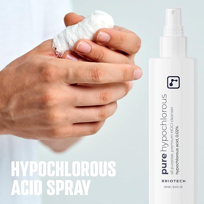 BRIOTECH Pure Hypochlorous Acid Spray and Cleanser, Original Premium HOCl Topical Solution, Multi-Purpose Cleaner, Family Approved & Pet Friendly, 8 fl oz (2 Pack)