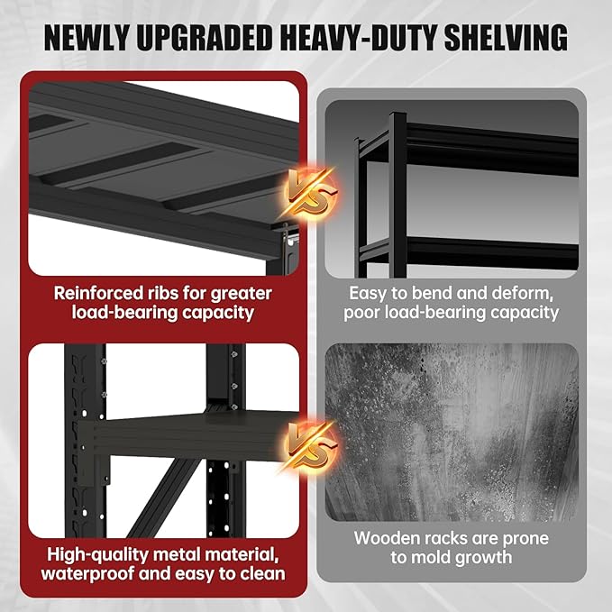 60" W Storage Shelves Heavy Duty, 4 Tier Metal Garage Shelving Units, 5000LBS Heavy Duty Adjustable Shelf, Garage Storage Rack, Industrial Shelving for Shop, Warehouse,60" W x 20" D x 79" H