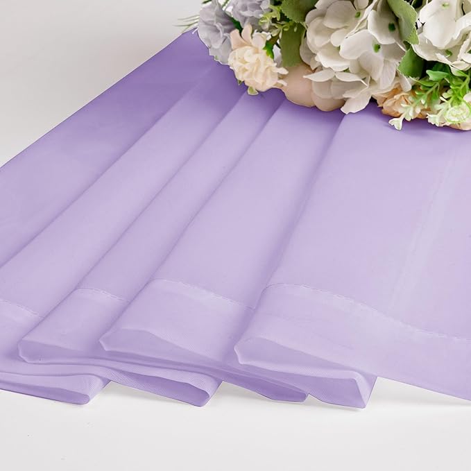 Chyhomenyc Sheer Lilac Valances for Windows 2 Pack, Small Window Curtains for Living Room Bathroom Cafe Laundry Basement, Modern Top Dual Rod Pocket Voile Curtain, 42W x 14L inches, Lilac