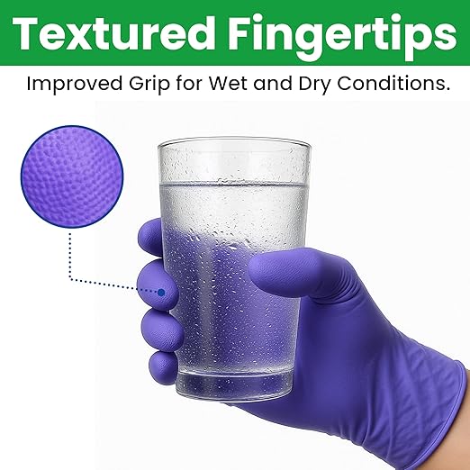 SafeWay Nitrile Disposable Gloves — Multi-Purpose Powder-Free, Non-Latex, Medical Use, and Textured Fingertips for Food Prep, Cleaning, Tattoo, Nursing, Lab, Examination, & More — (8000pcs, X-Large)