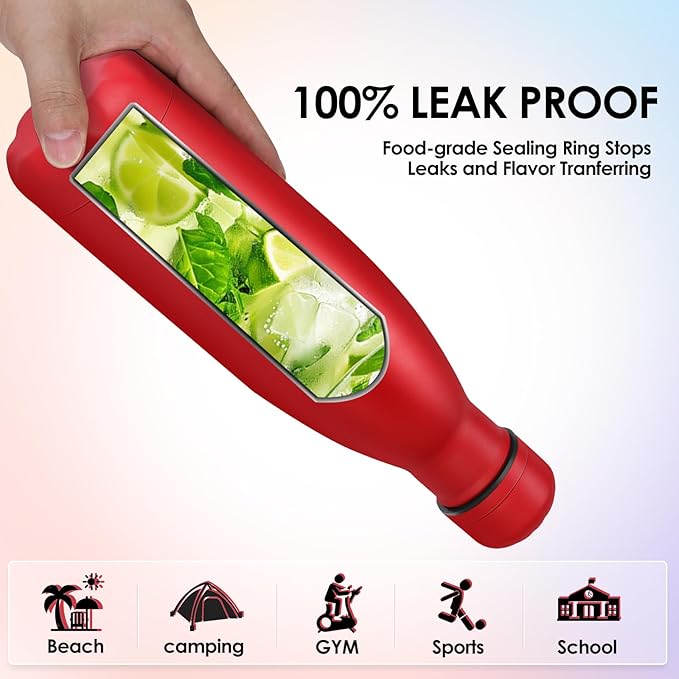 17oz Cola-Bottle Shaped Stainless Steel Leak-proof Water Bottle,Double Wall Vacuum Insulated Metal,Travel Mug For Sports Indoors & Outdoors,BPA-Free Kids Flasks,Assorted(8 Pack)