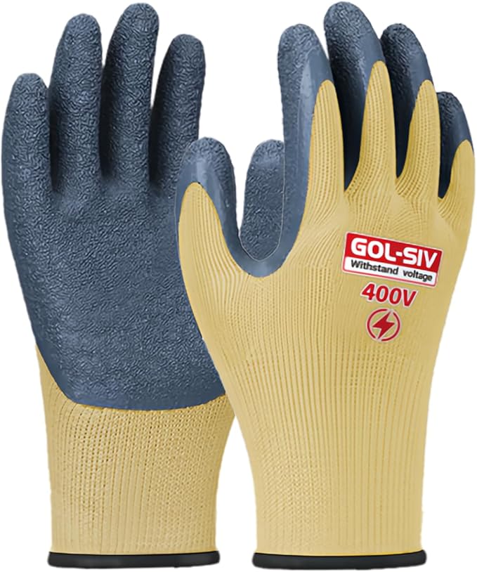 Insulated Electrician Gloves,400V Low Voltage Electrical Gloves For Men,Rubber Safety Work Gloves,Non Slip (Large)
