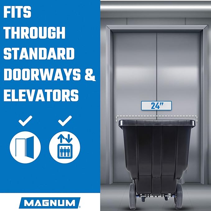 Magnum Tilt Truck, 1/2 Cu. Yd. Capacity Dump Cart with Non-Marking 12” Wheels & 5” Casters for Handling, Transporting on Construction Jobsites, 750 lbs, Trash Cart with Wheels DUC12T-NM-02PK (2-Pack)