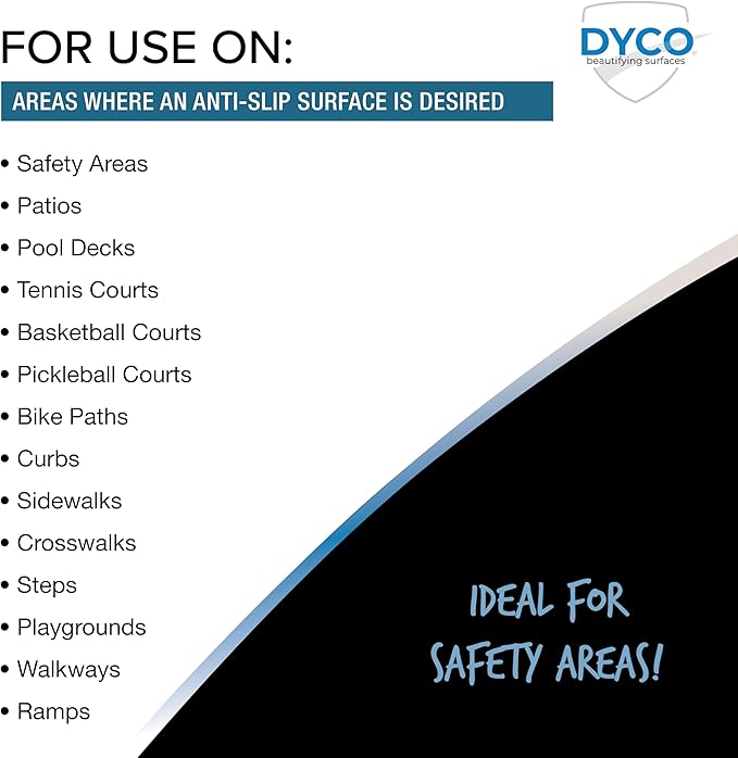 DYCO Court & Floor Anti-Slip Coating - Slip-Resistant Pavement, Cement & Concrete Paint for Pickleball, Tennis & Basketball Courts, Exceeds ADA Standards for Safety Areas (Capri Blue, 5 Gallons)